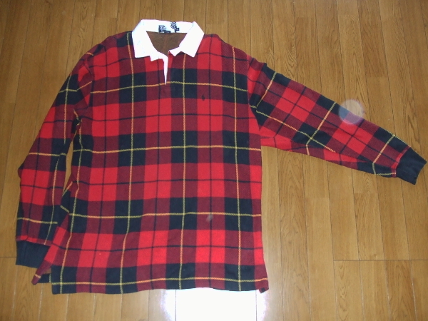 XL★USA制POLOラルフローレン★チェック柄 長袖シャツ　ラガーシャツ赤ポロシャツRALPH LAURENアメリカ制ポロ90sネルシャツ ビンテージ