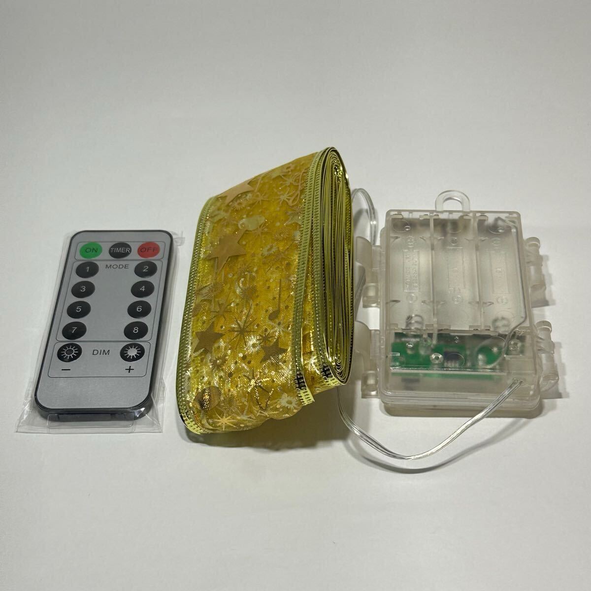 クリスマスリボン LED イルミネーションライト 5m 電池式 リモコン付き 照明 電飾 ライト クリスマス 50個(gè)LED クリスマスツリー 飾り