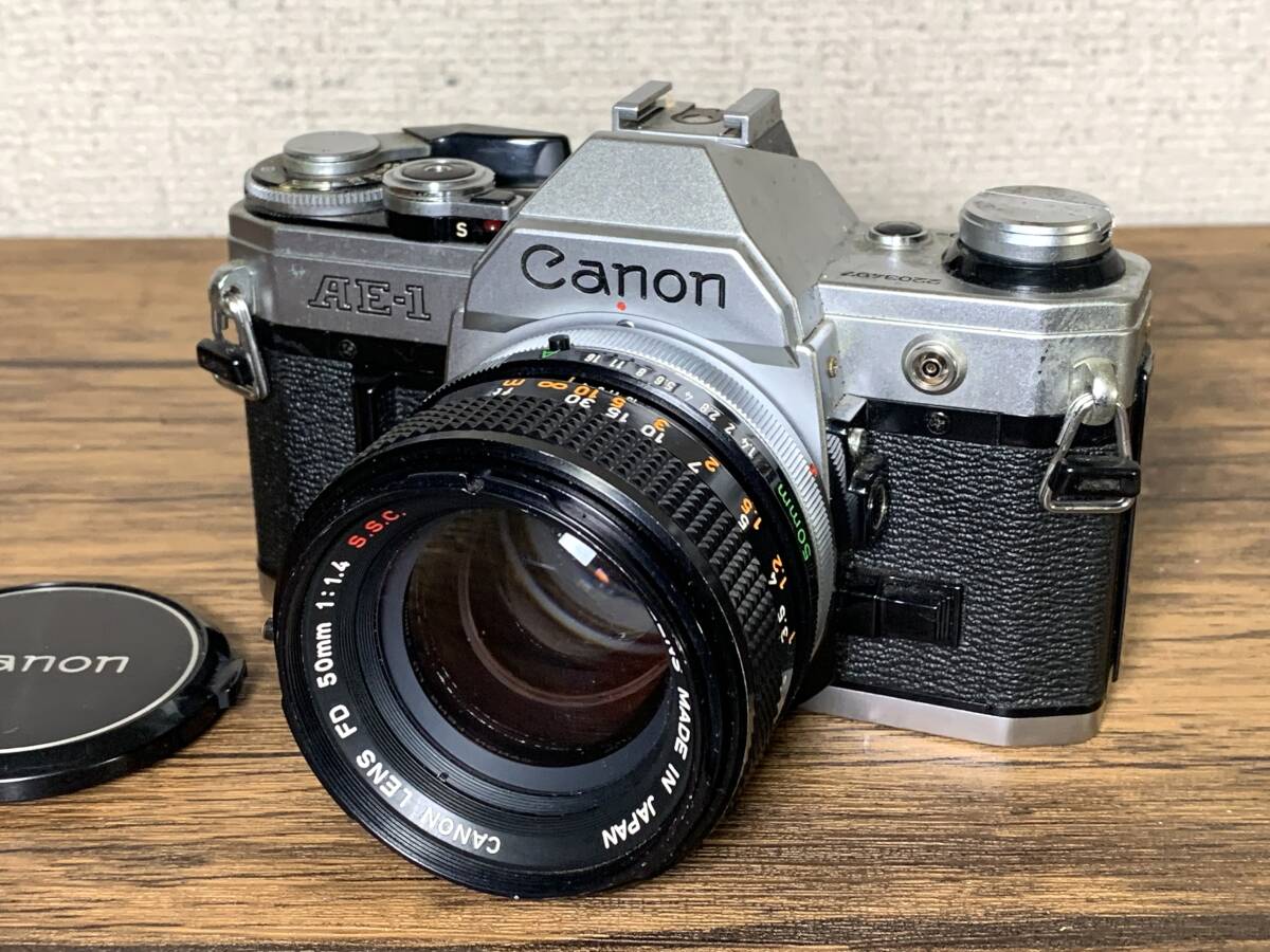 キャノン Canon AE-1 一眼レフフィルムカメラ + FD 50mm F1.4 S.S.C. レンズ　シャッター鳴き無し　変速確認　ジャンク扱い