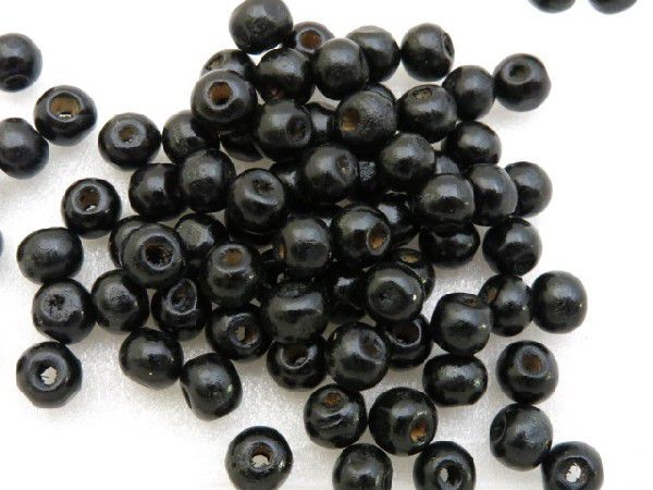 ウッドビーズ 7x8mmマル?ブラック 黒 約50個(gè) 36-BK