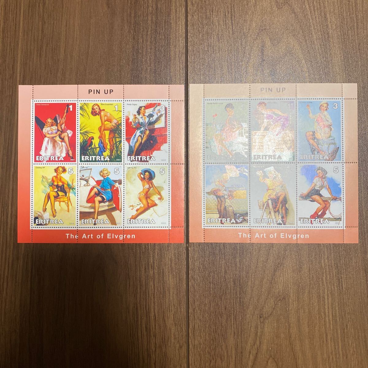 * прекрасный товар * булавка nap девушка марка коллекция Eritrea 2001 Pin-Up Art of Gil Elvgrengiru L vu Glenn 2 шт. комплект 
