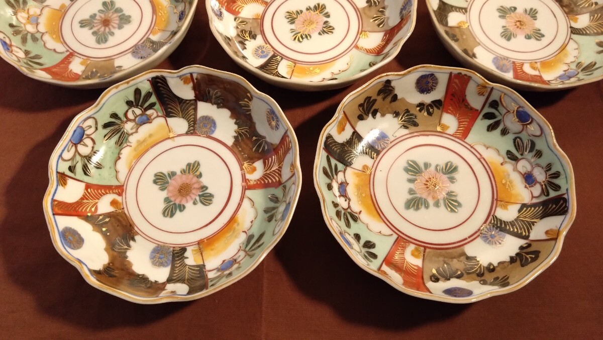 古伊万里 伊万里 なます皿 色絵 華の図 蔵出し 5客