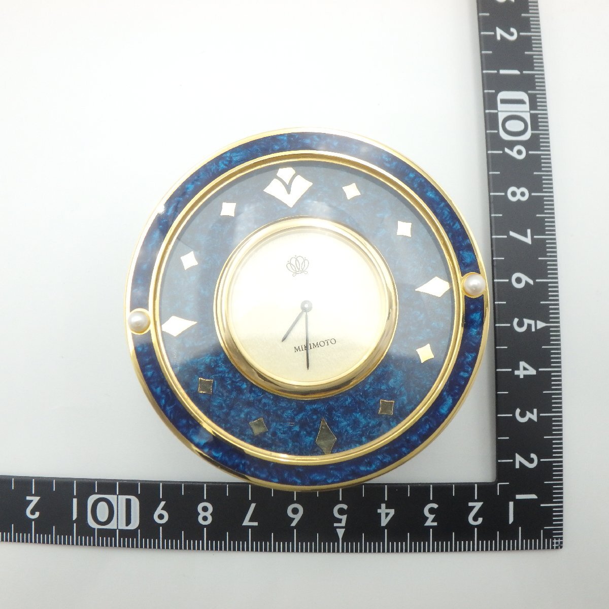 MIKIMOTO ミキモト 置き時計 クリスタルラッカー シェル型 青
