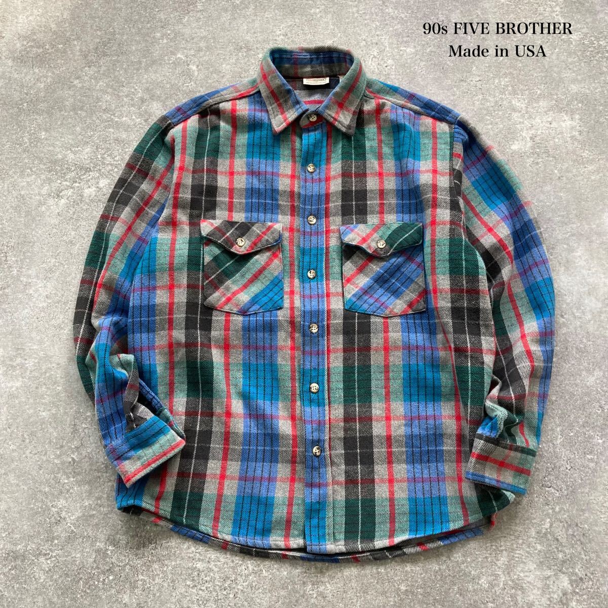 FIVE BROTHER】良配色 ファイブブラザー フランネルシャツ 90s FIVE BROTHER】良配色 ファイブブラザー フランネルシャツ 90s