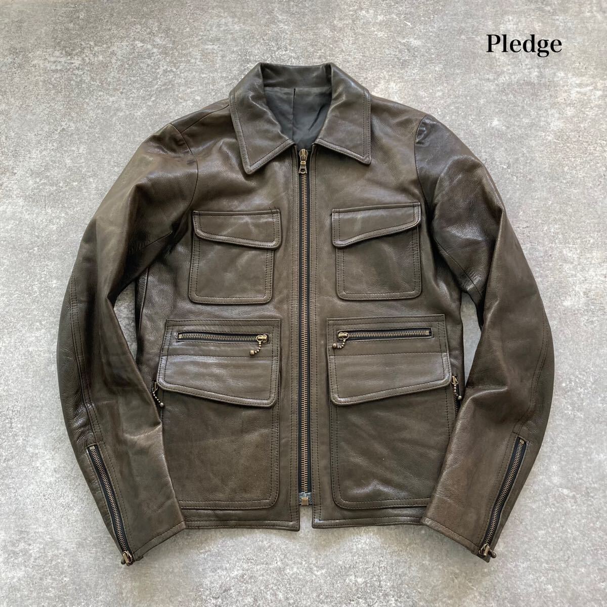 Pledge】プレッジ シングルライダース レザージャケット シープ Pledge】プレッジ シングルライダース レザージャケット シープ