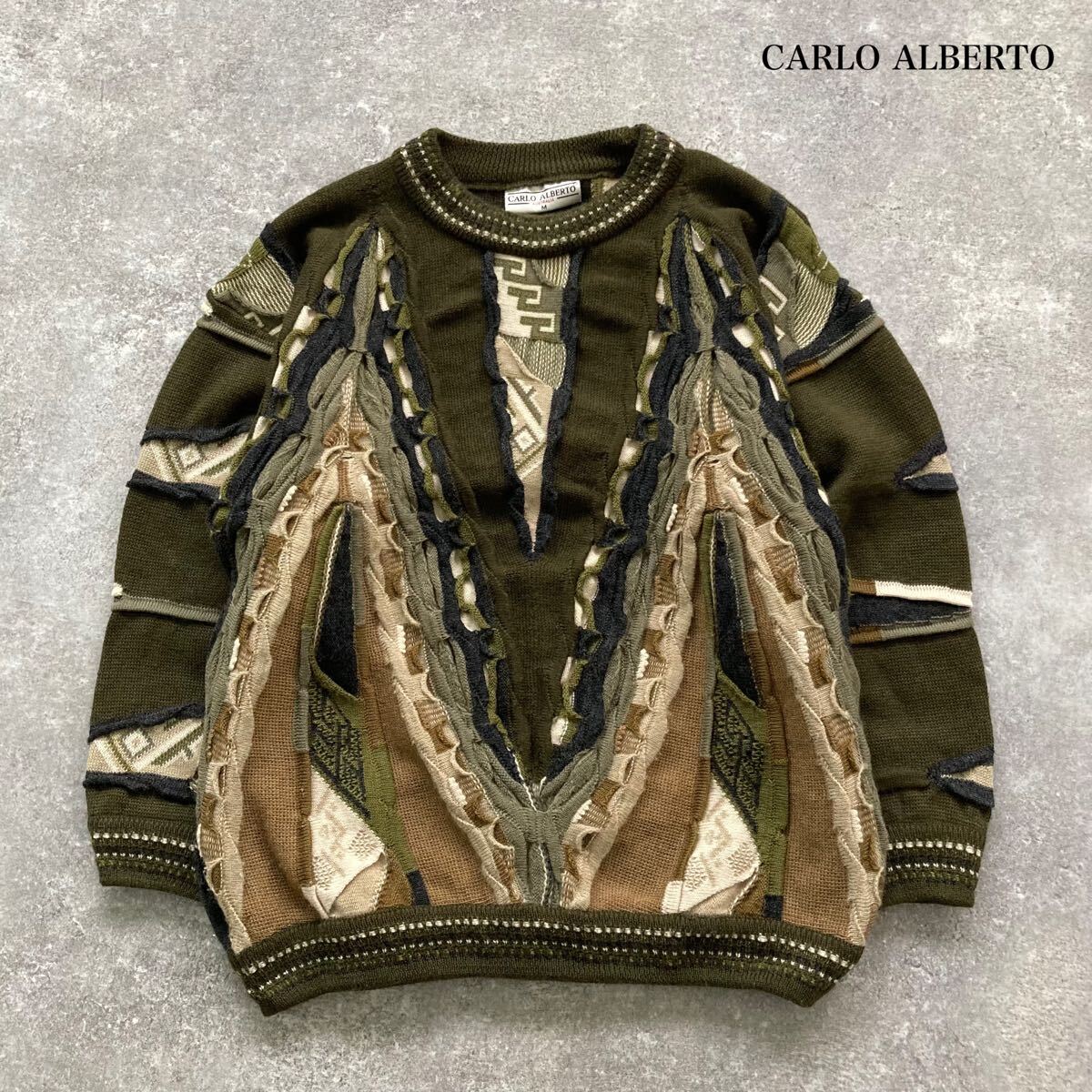 90s Carlo Colucci 3Dニット セーター ショールカラー - トップス 90s Carlo Colucci 3Dニット セーター ショールカラー - トップス
