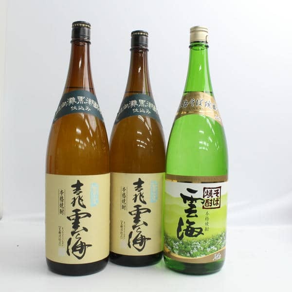 1円~【3本セット】焼酎各種（吉兆雲海 本格そば焼酎 25度 1800ml 等）M24J290051