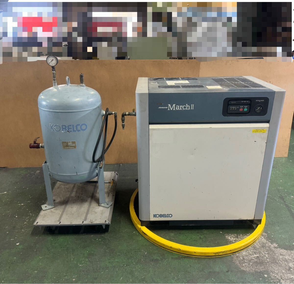☆ 訳あり KOBELCO コベルコ エアーコンプレッサー 11kw【 CM11BD-5 50Hz 】15馬力 サブタンク付 ジャンク 中古現状渡 ☆