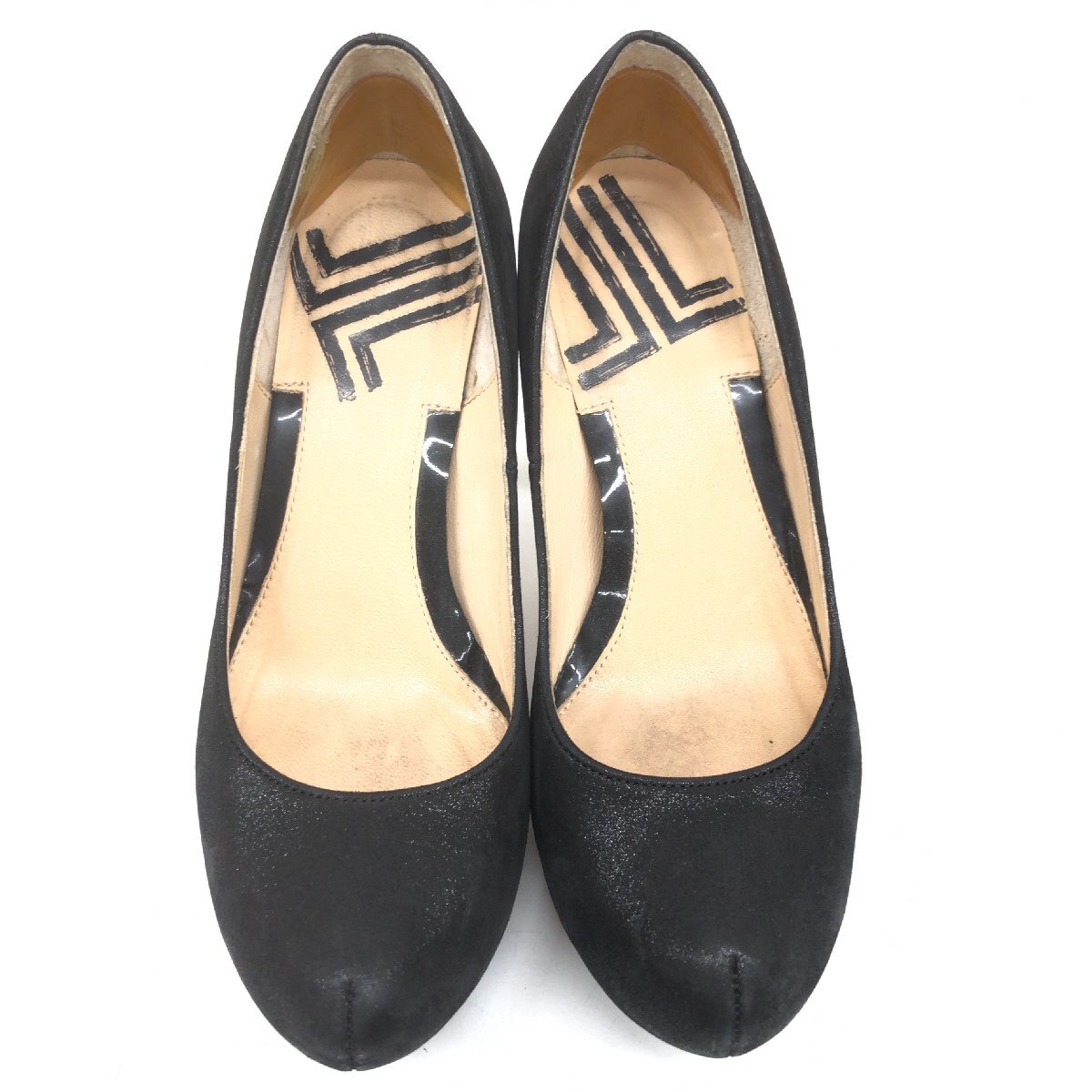 *LANVIN en Bleu Lanvin on голубой миндаль tu атлас туфли-лодочки 21.5cm чёрный черный высокий каблук свадьба 2 следующий . сделано в Японии женский 