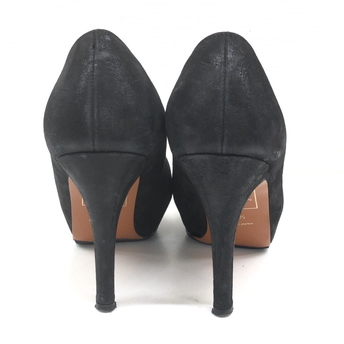 *LANVIN en Bleu Lanvin on голубой миндаль tu атлас туфли-лодочки 21.5cm чёрный черный высокий каблук свадьба 2 следующий . сделано в Японии женский 