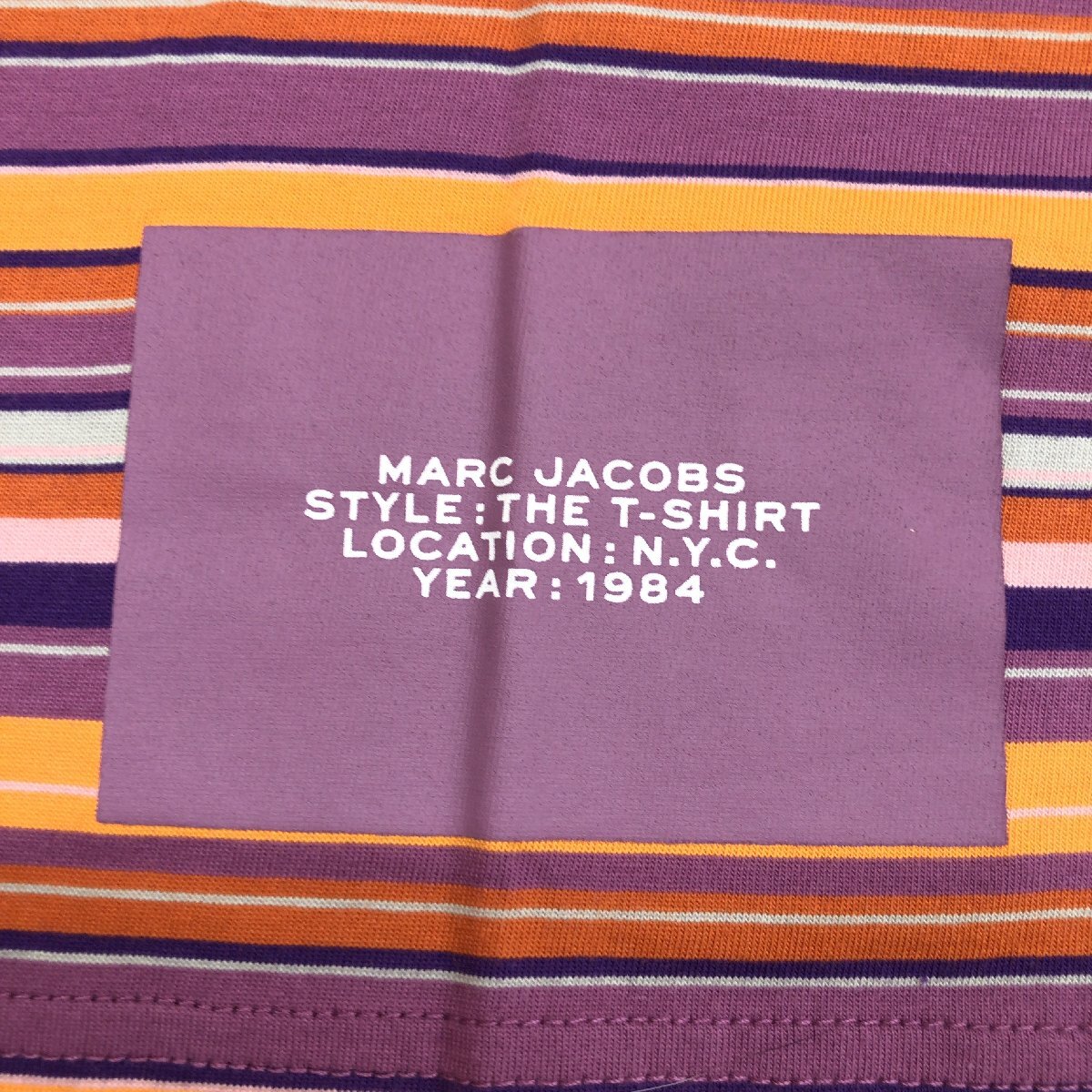 新品 MARC JACOBS マークジェイコブス 定価18,000円 カラーストライプ ザ Tシャツ M マルチカラー 半袖 ロゴプリント トルコ製 国内正規品_画像8