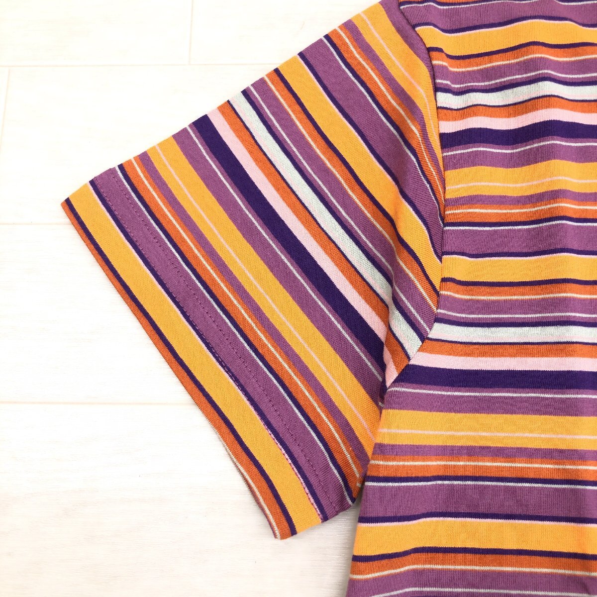 新品 MARC JACOBS マークジェイコブス 定価18,000円 カラーストライプ ザ Tシャツ M マルチカラー 半袖 ロゴプリント トルコ製 国内正規品_画像7