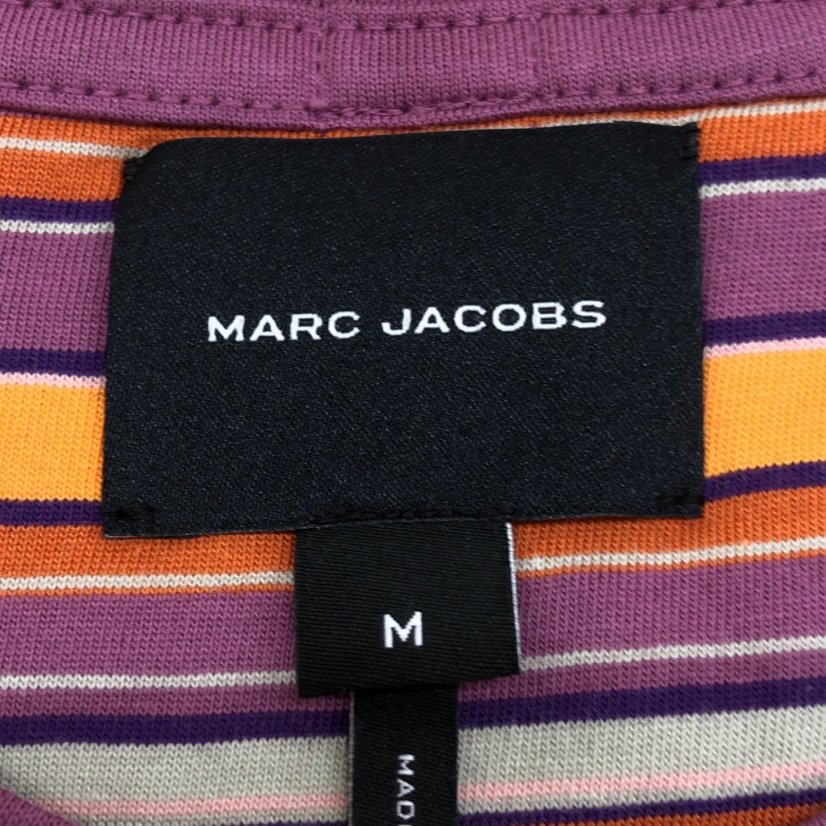 新品 MARC JACOBS マークジェイコブス 定価18,000円 カラーストライプ ザ Tシャツ M マルチカラー 半袖 ロゴプリント トルコ製 国内正規品_画像3
