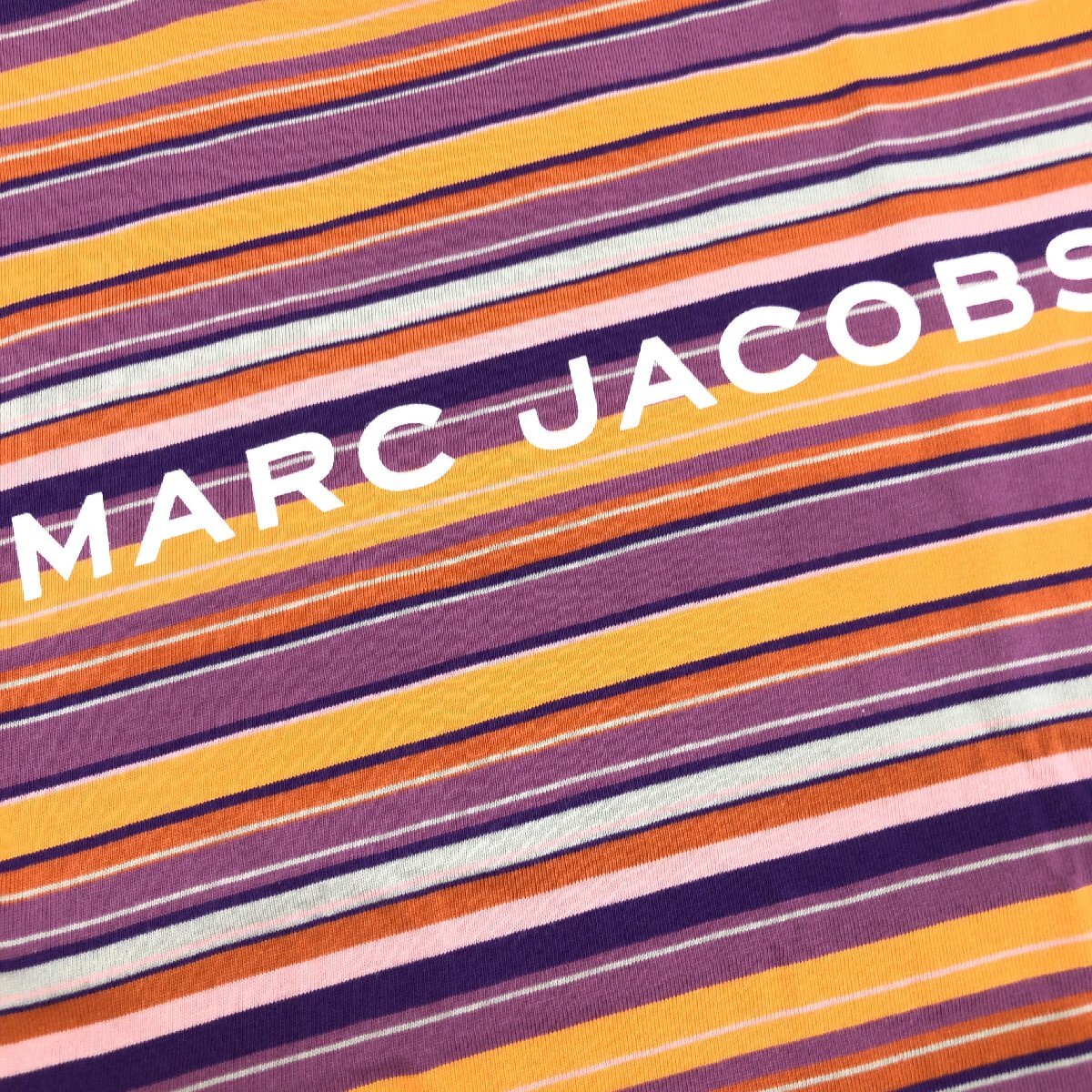 新品 MARC JACOBS マークジェイコブス 定価18,000円 カラーストライプ ザ Tシャツ M マルチカラー 半袖 ロゴプリント トルコ製 国内正規品_画像6