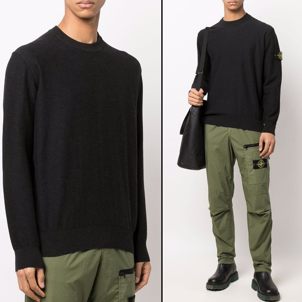  бесплатная доставка 25 STONE ISLAND Stone Islay ndo7615516B2 V0M65 угольно-серый вязаный свитер size XL