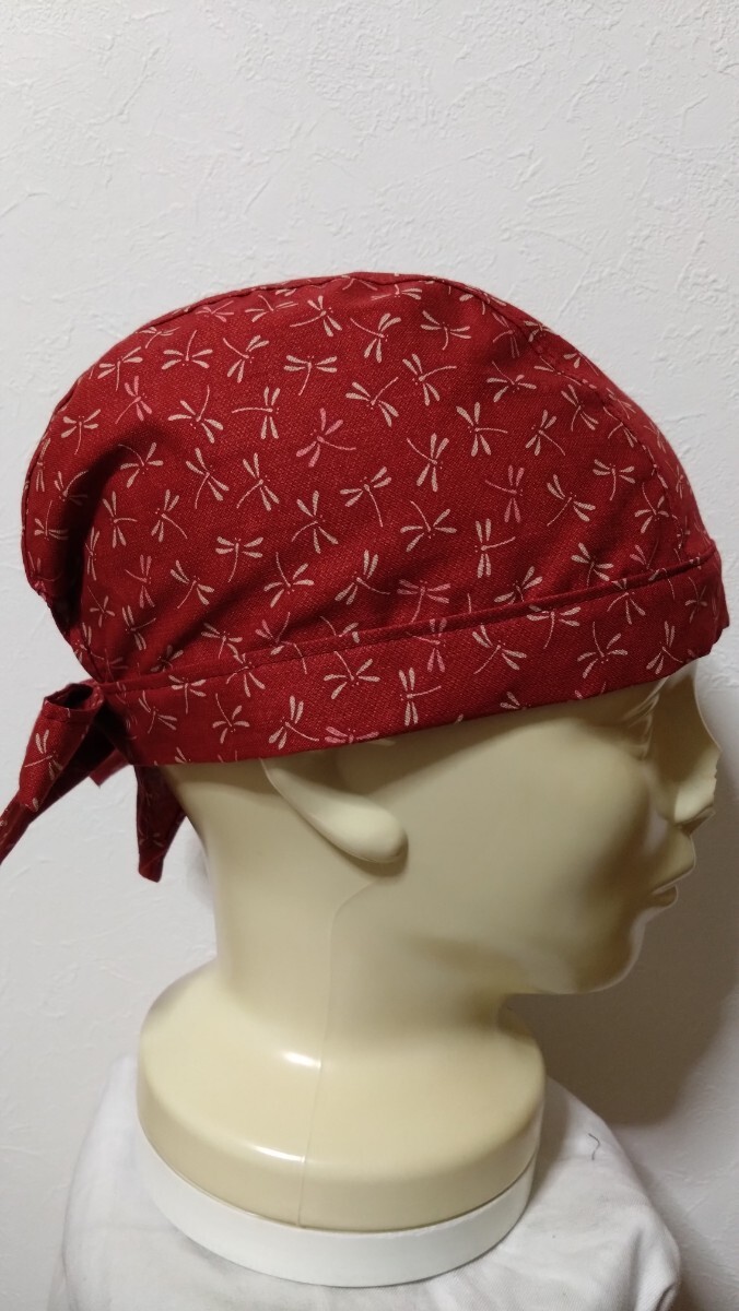 短★バンダナキャップ★ハンドメイド　和柄　とんぼ　赤