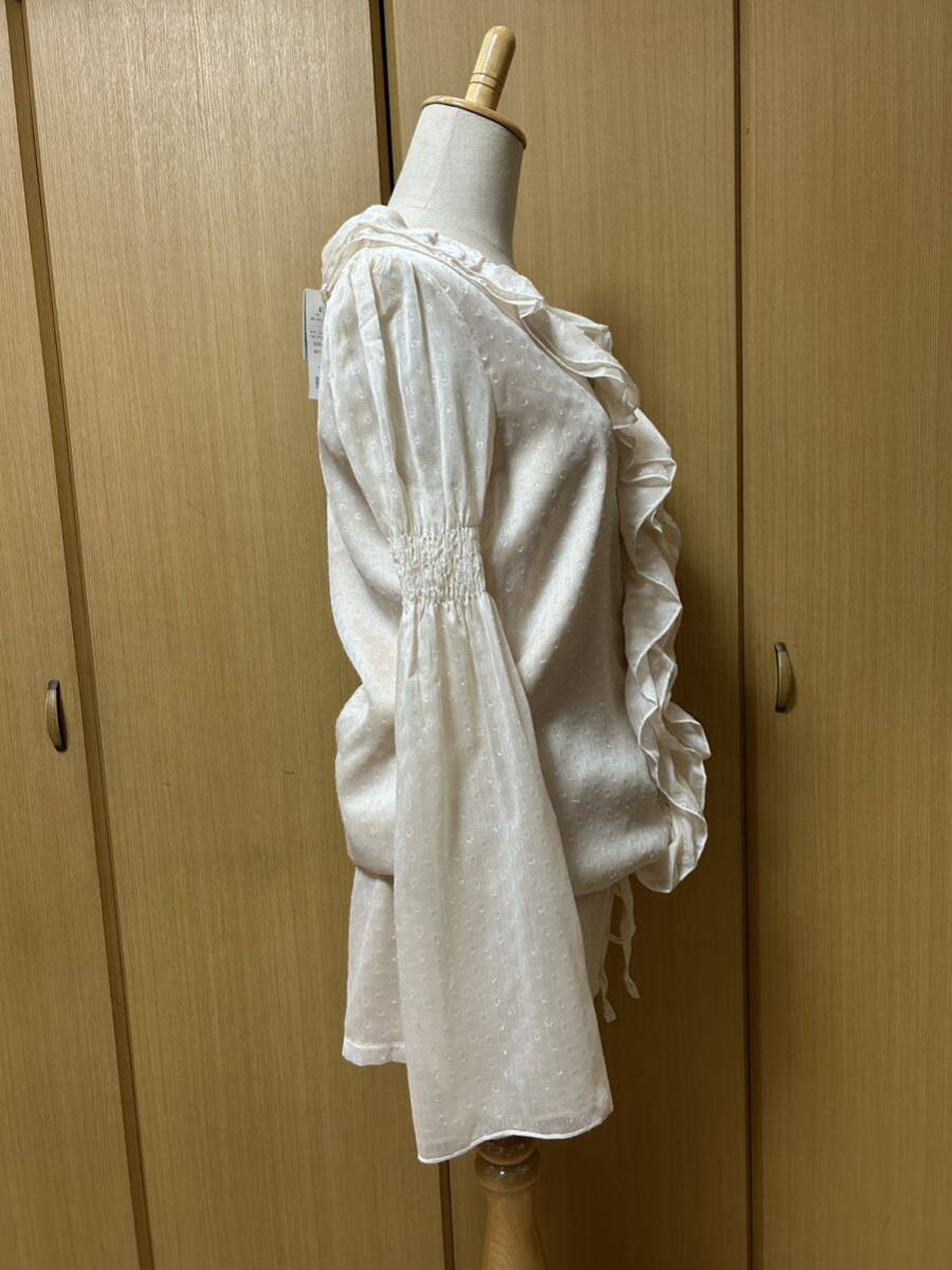 新品 タグ付き MEJANE オールインワン ドットシースルー フリル コンビネゾン ベージュ ミージェーン 双子コーデ_画像2