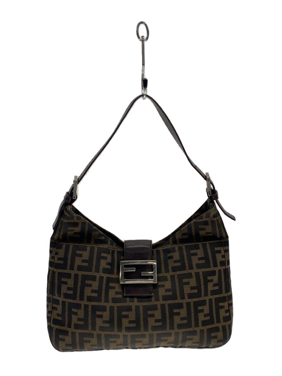 FENDI◇ズッカ柄/マンマバケット/ハンドバッグ/-/BRW/総柄/スレ FENDI◇ズッカ柄/マンマバケット/ハンドバッグ/-/BRW/総柄/スレ