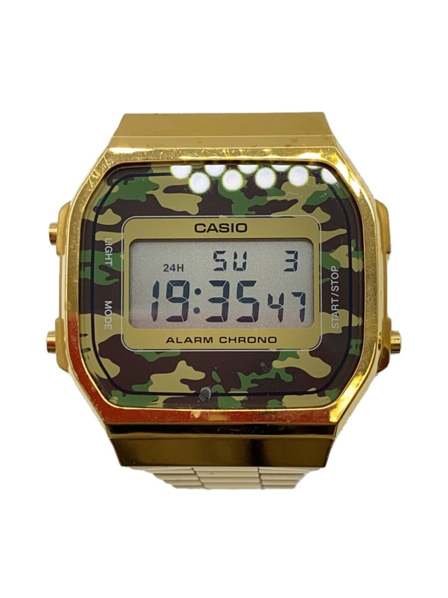 CASIO◆クォーツ腕時計/デジタル/GRN/GLD