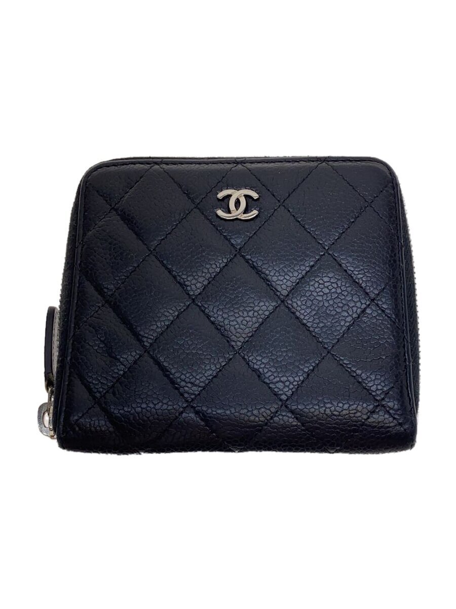 CHANEL◇2つ折り財布/レザー/BLK/レディース CHANEL◇2つ折り財布/レザー/BLK/レディース