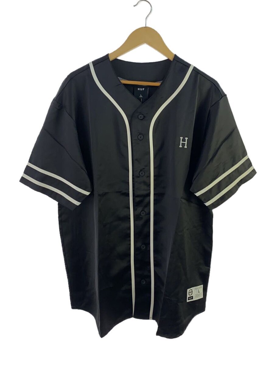 HUF◇半袖シャツ/L/ポリエステル/BLK/KN00432 HUF◇半袖シャツ/L/ポリエステル/BLK/KN00432
