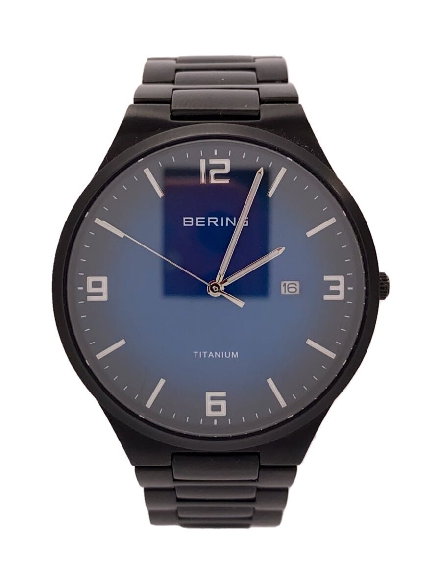 BERING◆クォーツ腕時計/アナログ/チタン/BLU/BLK/チタン/15240-727