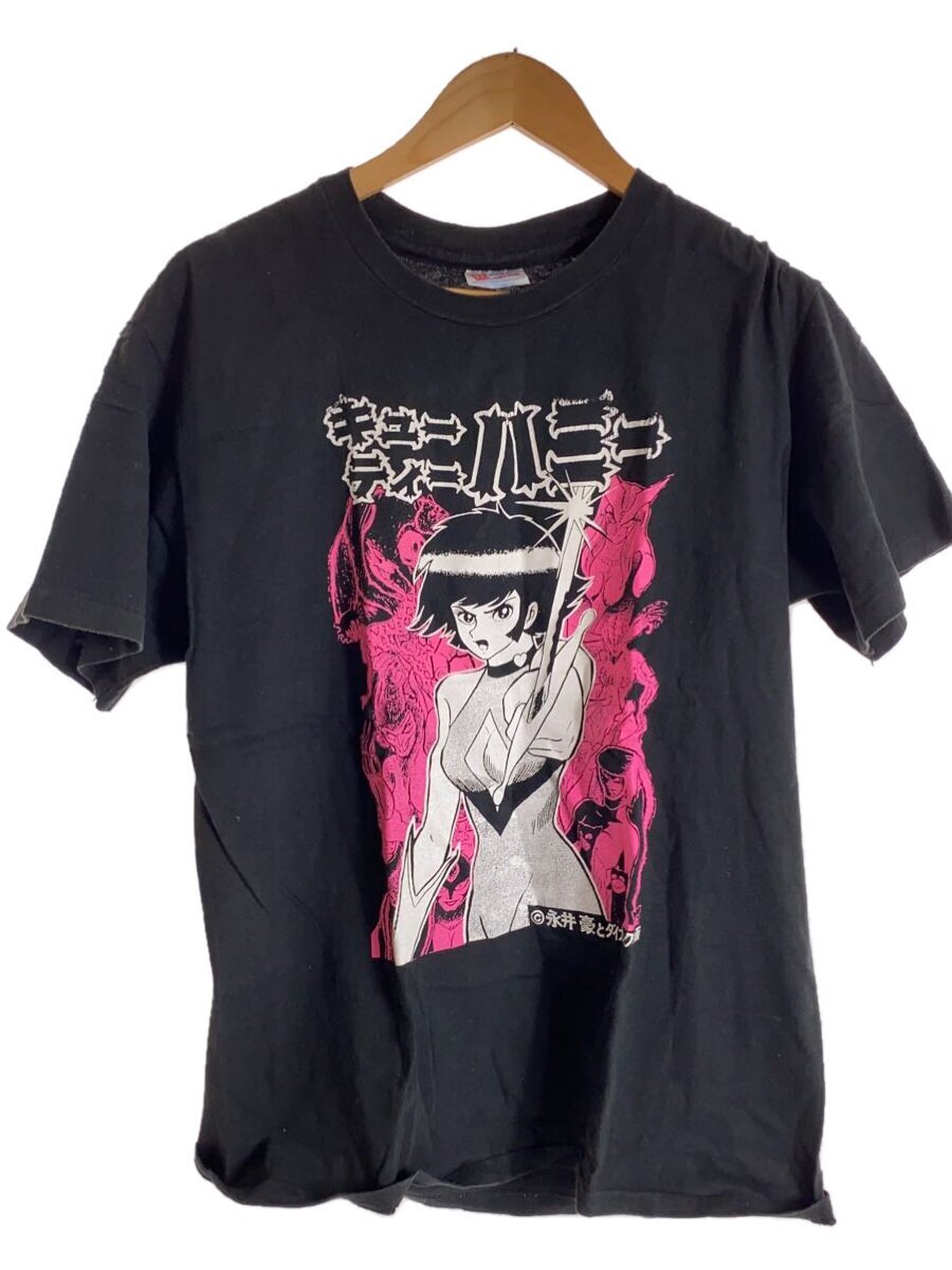 Hanes* T-shirt /L/ cotton /BLK/ plain /90S/ cutie honey / anime t shirt //