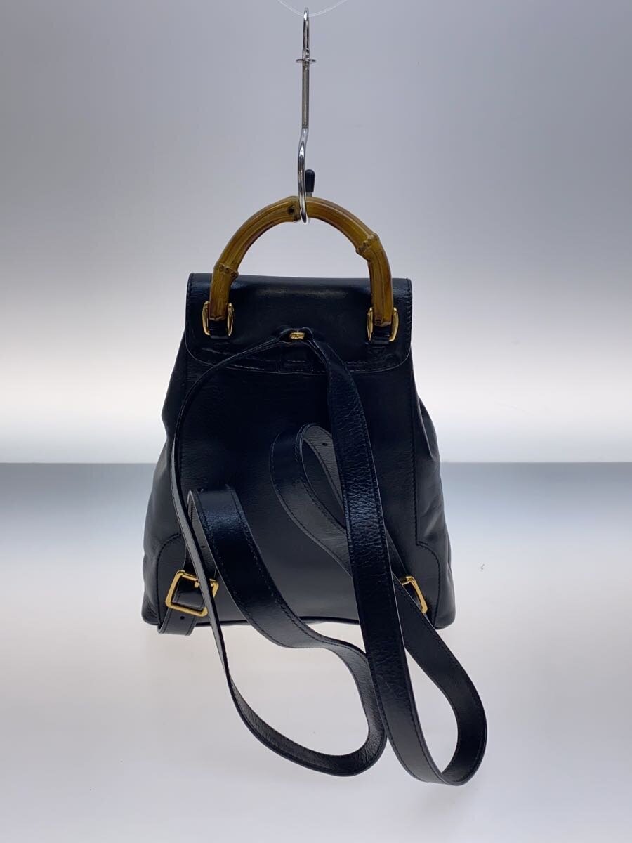 GUCCI◇リュック_バンブー_ヌバックレザー/レザー/ブラック/黒 GUCCI◇リュック_バンブー_ヌバックレザー/レザー/ブラック/黒