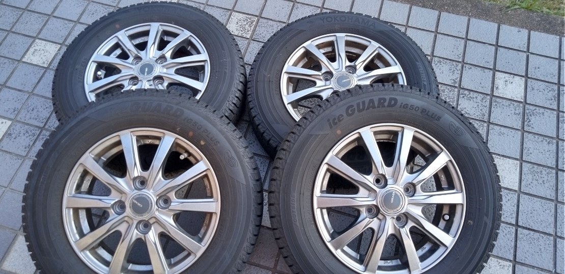 ホイール／13インチ、現行ワゴンR、スタッドレスタイヤ／ヨコハマ ice GUARD iG50 PLUS 145/80R13 ４本セット