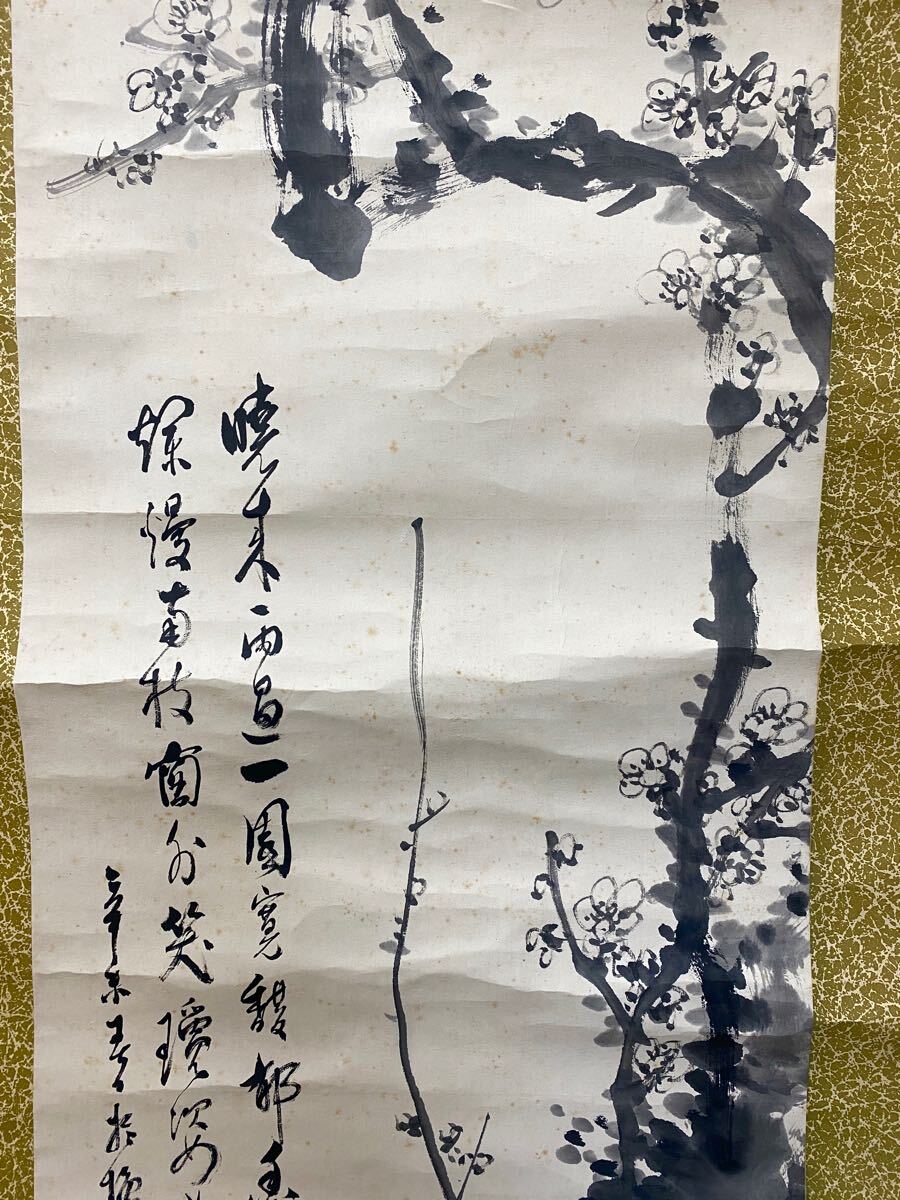 梅の花 水墨画 掛軸 真作 作者不明 蔵から物 コレクション 梅の花 水墨画 掛軸 真作 作者不明 蔵から物 コレクション
