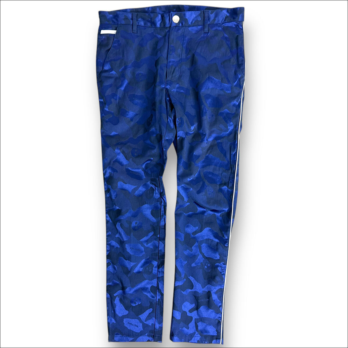 J6372 美品 マーク&ロナ カモフラ柄 ストレッチパンツ ネイビー J6372 美品 マーク&ロナ カモフラ柄 ストレッチパンツ ネイビー