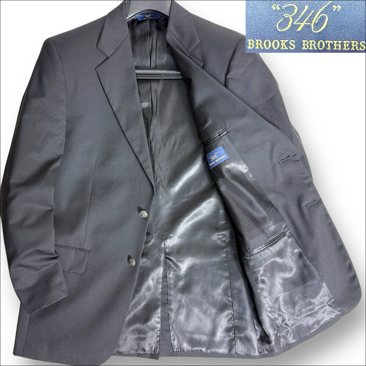 J3528 美品 ブルックスブラザーズ 銀ボタン 紺ブレザー 紺ブレ 38REG(YA7、A6相当) BROOKS BROTHERS