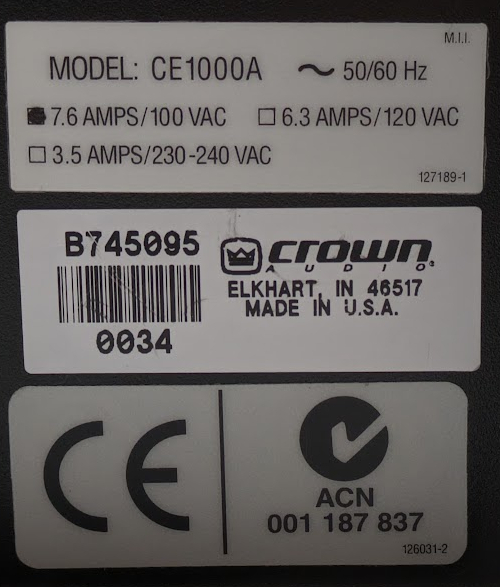 amcron アムクロン CE1000A パワーアンプ PAアンプ POWER amcron アムクロン CE1000A パワーアンプ PAアンプ POWER