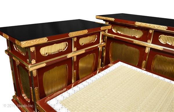 寺院仏具】朱塗り 金具付き二重3.5尺密壇(登高座)4点セット 国内 寺院仏具】朱塗り 金具付き二重3.5尺密壇(登高座)4点セット 国内
