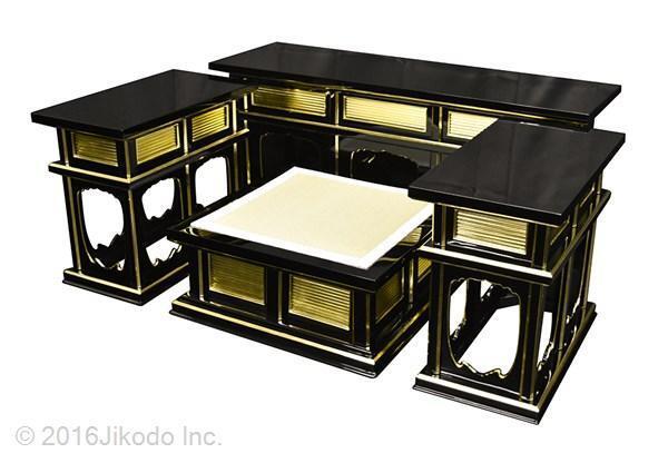 【寺院仏具】登高座 寺院仏具】黒塗り 座用登高座(密壇)4点セット 幅90センチ 安心の