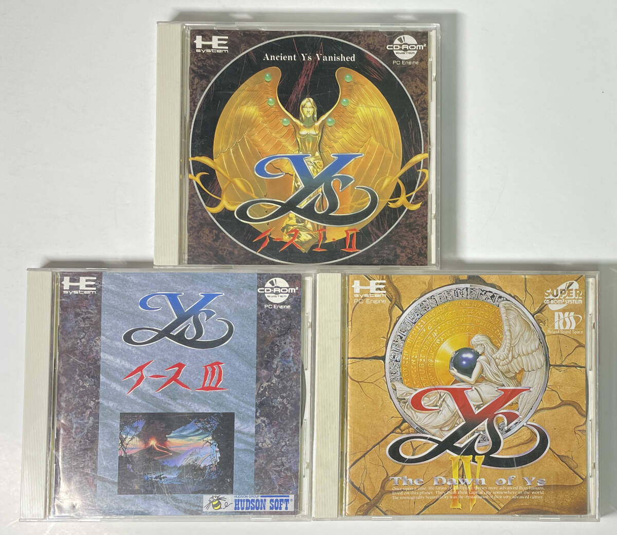 PCエンジン CD-ROM2 イースⅠ・Ⅱ イースⅢ イースⅣ 3本セット 動作確認済み ケース割れあり