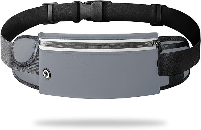 【新品】 ランニング ポーチ ペットボトル 水筒ポーチ付き 軽量 スマホ対応 防水 伸縮性 ジョギング グレー