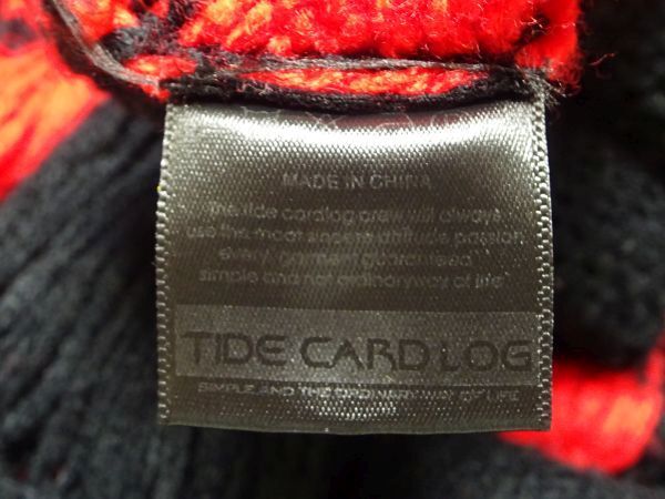 ★TIDE CARD LOG★ダメージ加工ボーダーニットXL/赤黒タイドカードログパンクカートコバーンニルヴァーナグランジメンズレディース_画像7
