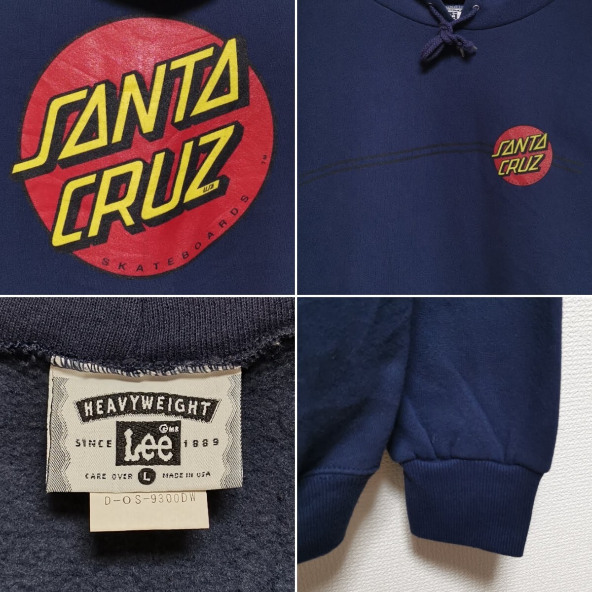 即決 L 90s SANTA CRUZ サンタクルーズ Lee スウェット パーカー 即決 L 90s SANTA CRUZ サンタクルーズ Lee スウェット パーカー