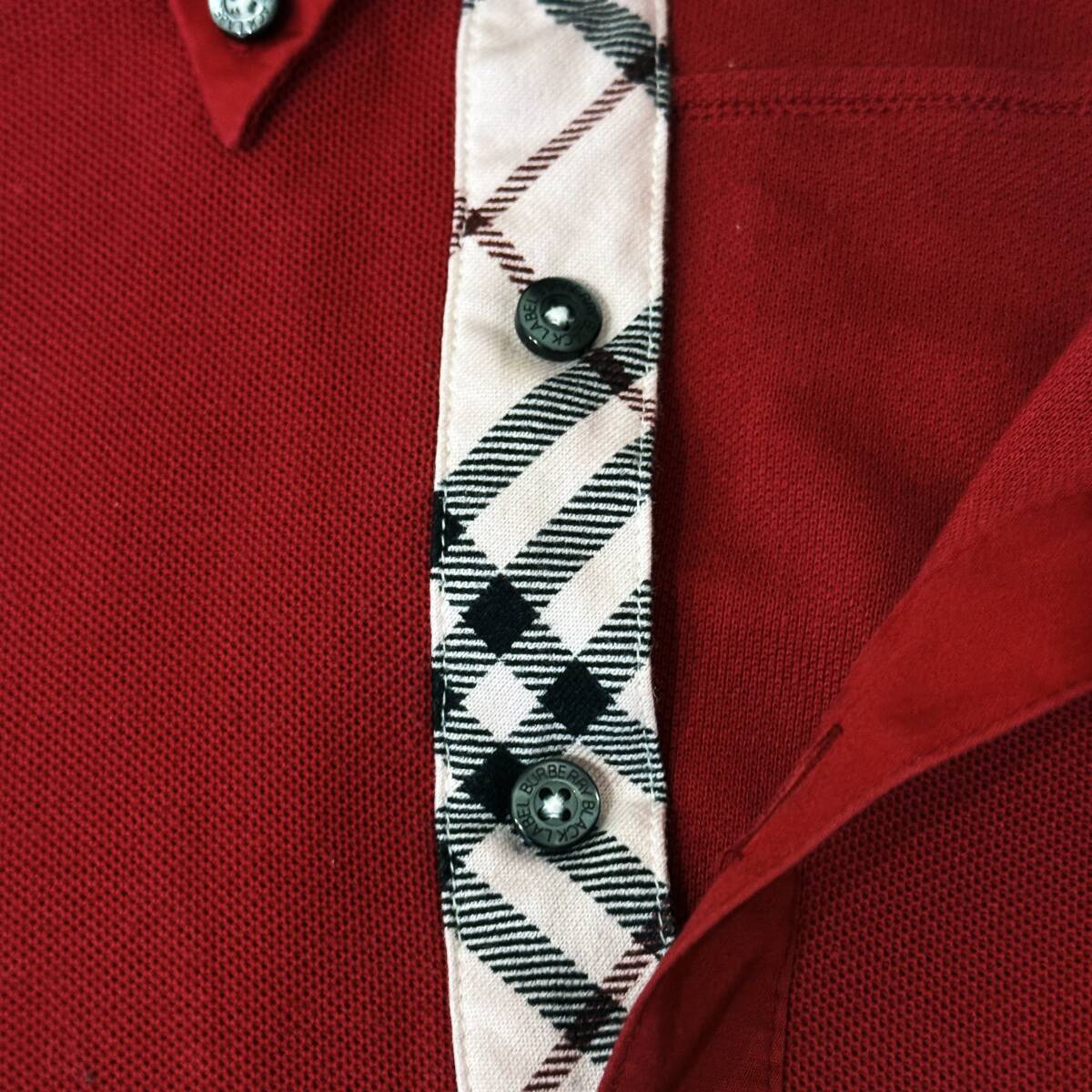 【極美品】バーバリーブラックレーベル　長袖ポロシャツ　ノバチェック　ブラックM 美品 名作 BURBERRY BLACK LABEL バーバリーブラックレーベル