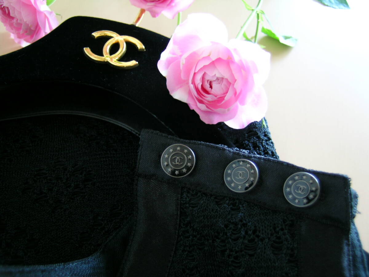 正規品 CHANEL 編みシルクワンピース 黒色 サイズ38 送料込み 正規品 CHANEL 編みシルクワンピース 黒色 サイズ38 送料込み