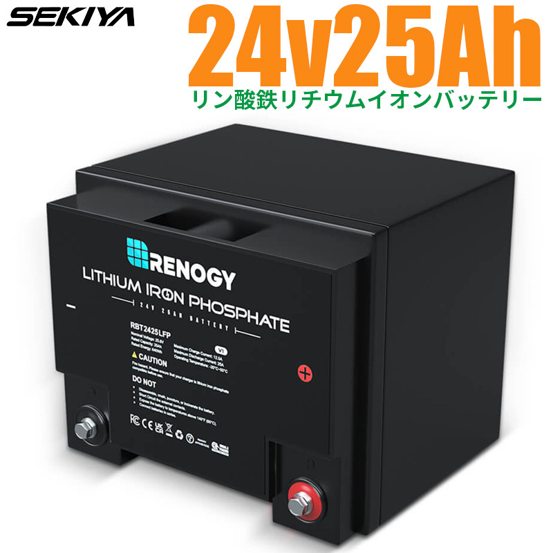 リン酸鉄リチウムイオンバッテリー 24V 25AH 640Wh 最先端BMS 保護機能 安全 軽量 コンパクト 2000回寿命 lifepo4 SEKIYA