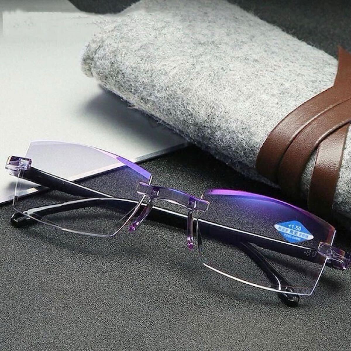 1.5. close both for farsighted glasses glasses men's blue light cut super light weight UV black borderless none present Father's day Mother's Day gift leading glass 