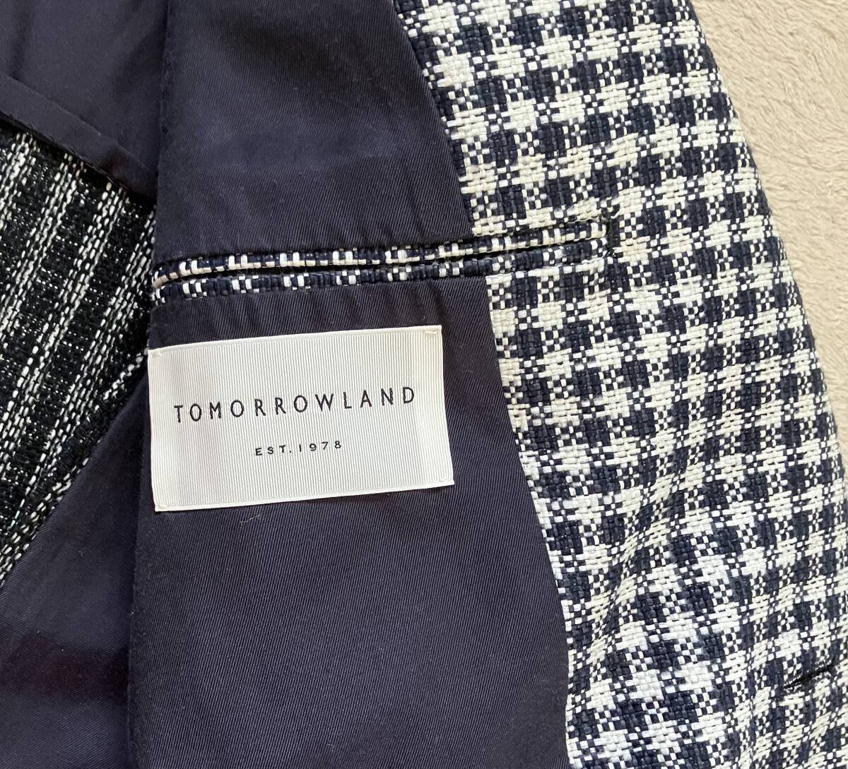 ◇ TOMORROWLAND トゥモローランド ネイビー×ホワイトのチェック ◇ TOMORROWLAND トゥモローランド ネイビー×ホワイトのチェック