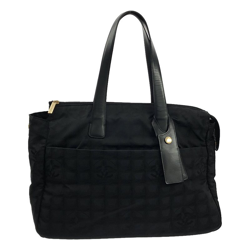 CHANEL / シャネル | A20525 ニュートラベルライン ロゴ ナイロンジャガード レザーハンドル ボストンバッグ | ブラック