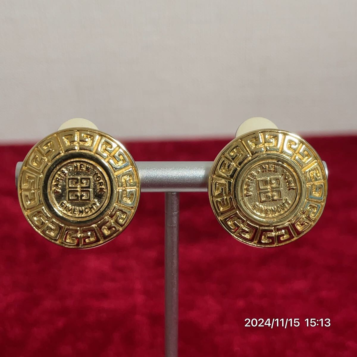 美品 GIVENCHY ジバンシー ジバンシィ Gロゴ オーバル ゴールドカラー イヤリング アクセサリー