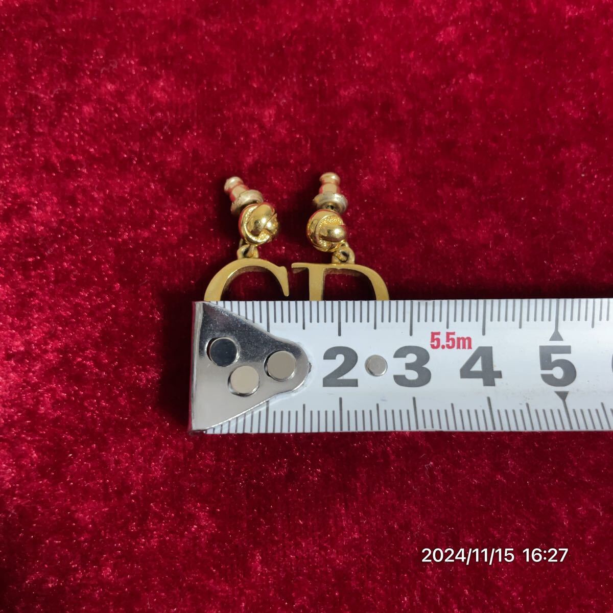 Dior クリスチャン ディオール DCロゴ ゴールドカラー ピアス イヤリング アクセサリー_画像7