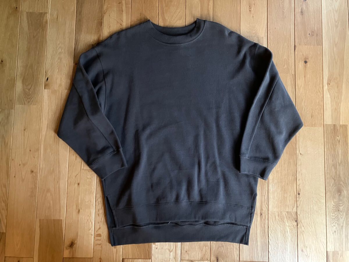 新品 しまむら レディース サイドスリット 裏起毛 トレーナー 濃いグレー M