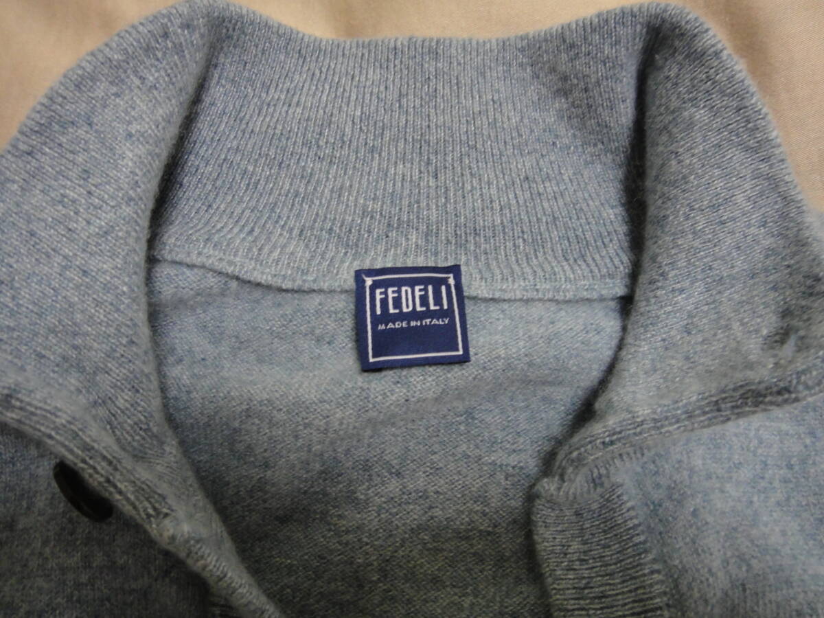 FEDELI フェデーリ ふわとろ カシミヤ100% カーディガン ブルー FEDELI フェデーリ ふわとろ カシミヤ100% カーディガン ブルー
