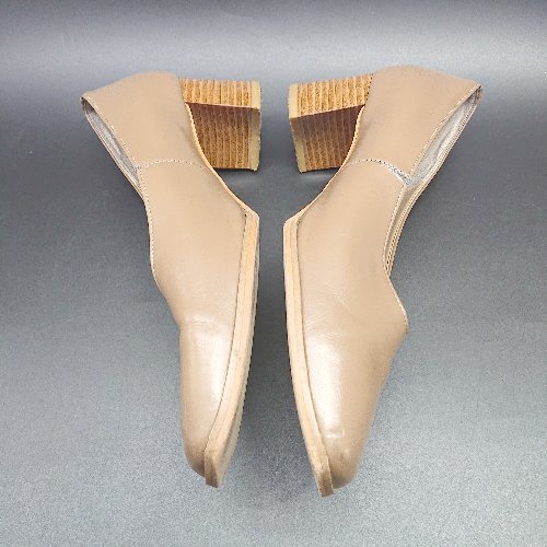 ◇ BEAUTY&YOUTH UNITED ARROWS スクエアトゥ チャンキーヒール パンプス サイズ37 ベージュ レディース E_画像5